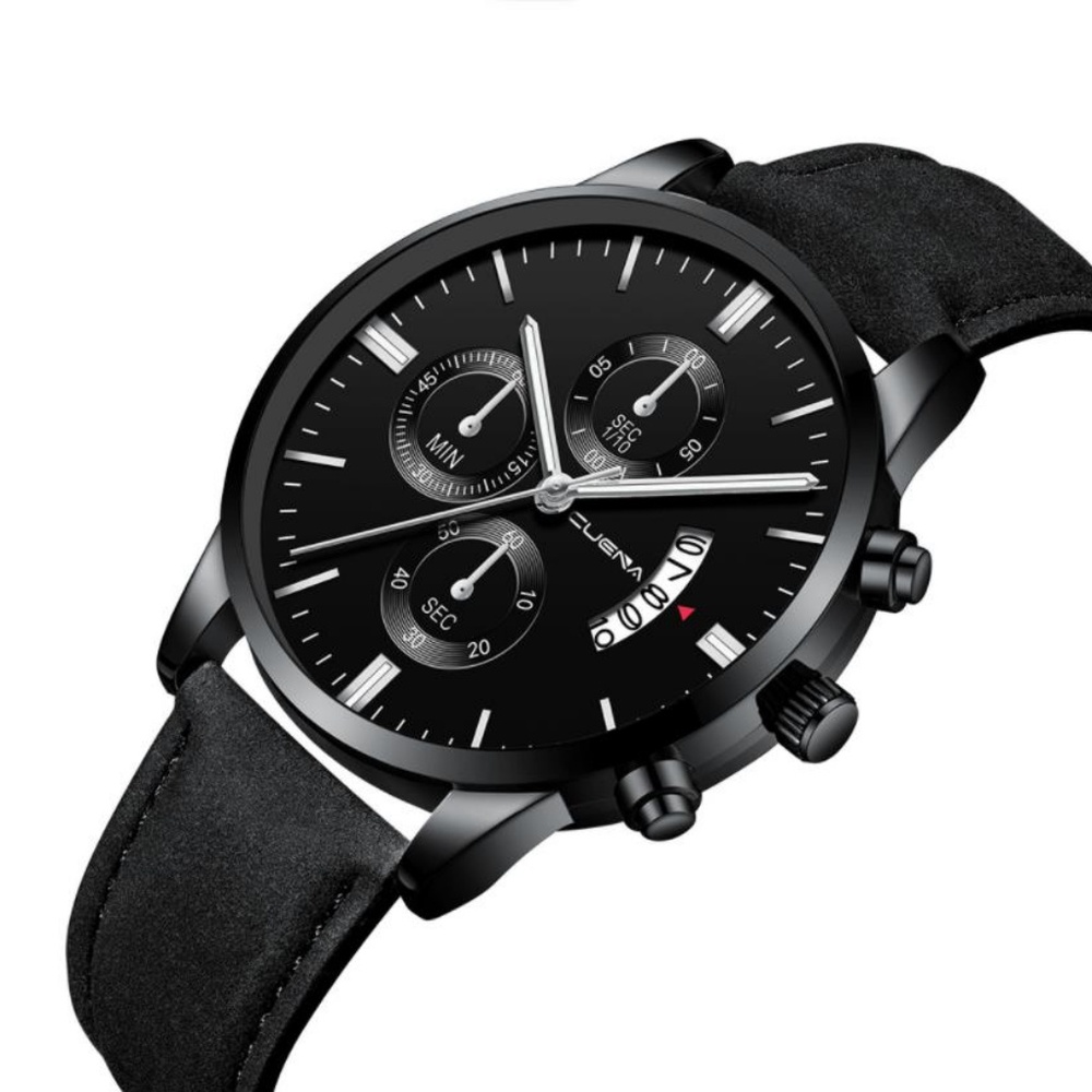 ⌚️NEW⌚️ Luxury Mens Calendar Leather Quartz Watch - Picture 2 of 2